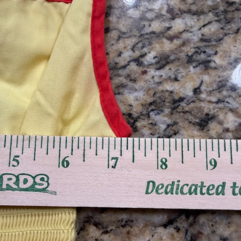 Vintage Polar Infantswear Yellow ABC Smocked Sunsuit Romper Red Trim 2T USA Made